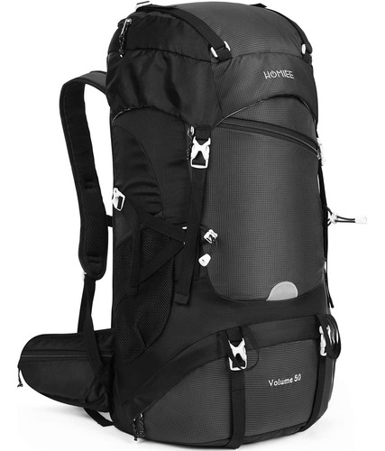 Mochila Camping Liviana Negra Impermeable Ergonomica 50l