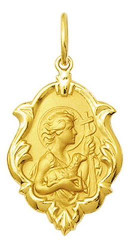 Medalha São João Batista De Ouro 18k 1,5 Cm Verso Liso 750