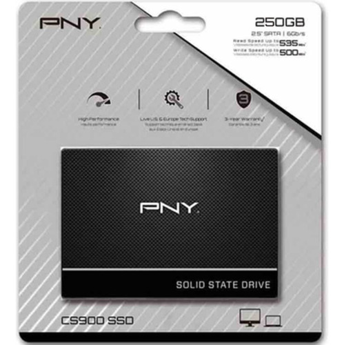 Disco Sólido Ssd Pny Cs900 250gb Negro Sata 2.5 Notebook Pc