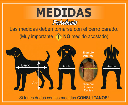 Carrito P Perros Petwheels T4 Grande Reforzado - Regulable Aluminio / Negro