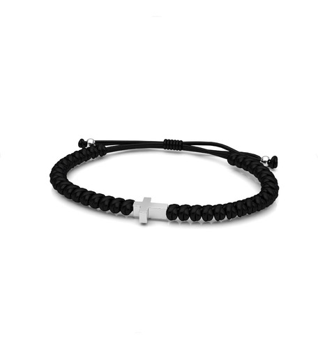 Imagen 2 de 10 de Pulsera Tejida Artesanal Dije De Cruz De Plata 925 Agálea
