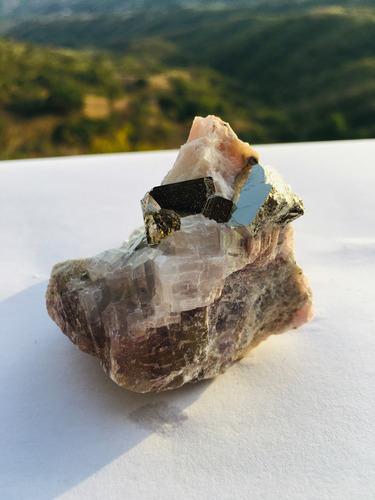 Anhidrita Angelita Con Pirita Mineral 100% Natural