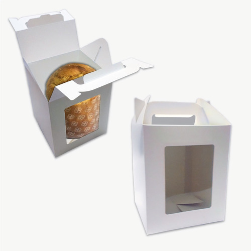 Cajas Para Pan Dulce 1/2 Kg Con Manija Y Visor Pvc Pack X100