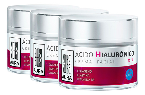 3 Pack Crema Ácido Hialurónico Dia  Colágeno Elastina B5