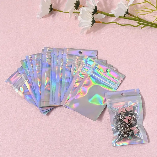 Pack De Bolsas De Mylar Holograficas Con Zipper · 10x6cms
