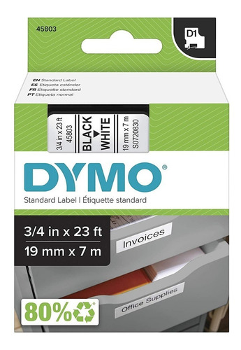 Dymo® D1 Rollo De Cinta Blanco 19 Mm X 7 M