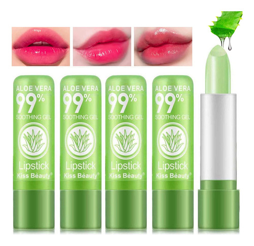 Paquete De 5 Lpices Labiales De Aloe Vera Que Cambian De Col