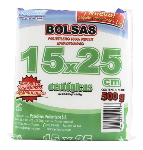 Polpusa Bolsa Nat Virgen Oxobi 15x25 (caja C20 Paq De 1/2kg)