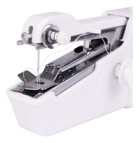 Máquina de coser portátil de mano con accesorios, 6 V, color blanco
