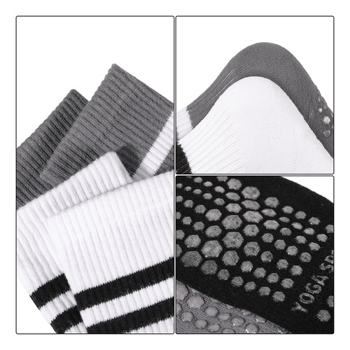 4 Pares Calcetines De Yoga Con Franjas Calceta Unisex