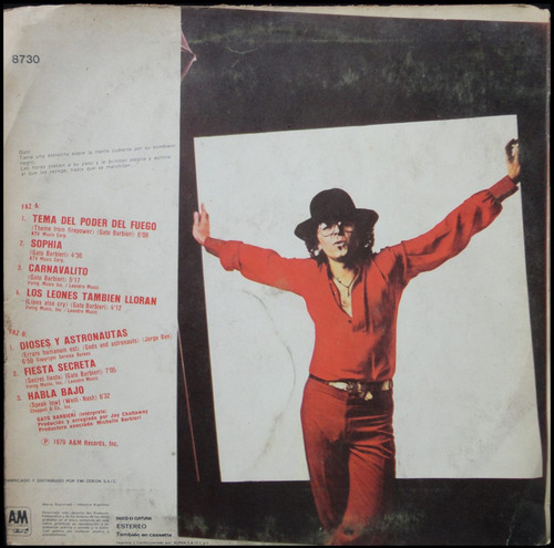 Imagen 3 de 3 de Disco Vinilo Gato Barbieri. Euforia. Muy Buen Estado. 21056