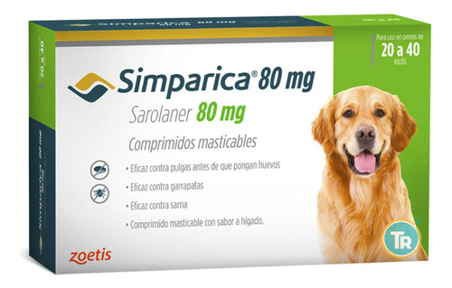 Antiparasitario Simparica 80mg - Perros 20 A 40kg