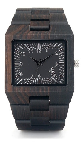 Reloj Madera Cuadrado Hombre Bobo Bird Color Negro