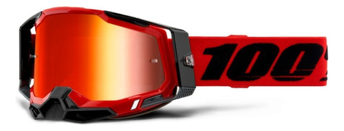Gafas 100% Racecraft2 rojas para motocross, todo terreno, enduro y trail, color rojo espejo, color rojo
