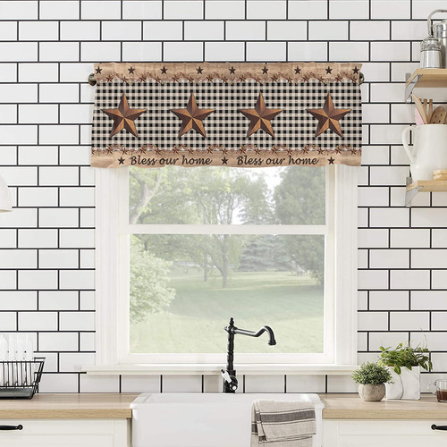 Cortina Ventana Cocina Estrella Oeste Bayas Cenefa 54x18
