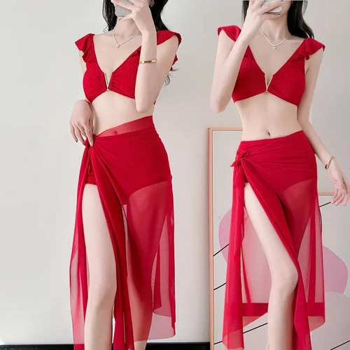Conjunto De Bikini De Talle Alto Traje De Baño De Color Liso