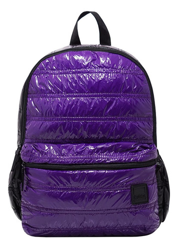 Mochila Influencer Ultra Puffer Urbana Espalda 17 PuLG 3020 Color Violeta Diseño De La Tela Liso