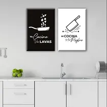 Comprar 2 Cuadros Cocina Modernos 45x30 Marco Impreso Vando