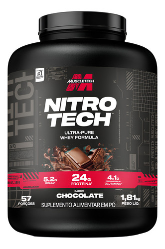 Whey Protein Ultra Pure Muscle Tech 4lb 100% Puro Nitro Tech Sabor Chocolate