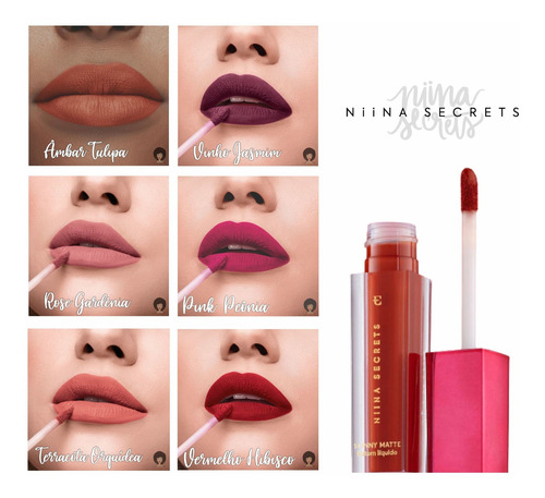 Imagem 5 de 5 de Kit Batom Matte Niina Secrets 6 Cores | Kit Maquiagem Nina