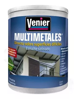 Esmalte Satinado Agua Multimetales Venier 4lt Colores - Color Negro