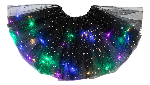 Falda Para Mujer Con Luces Led De 3 Capas De Malla Puffy [u]