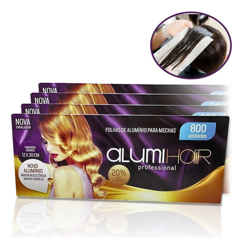 Papel Alumi Hair 4 Caixa C/ 800 Folhas 12x30