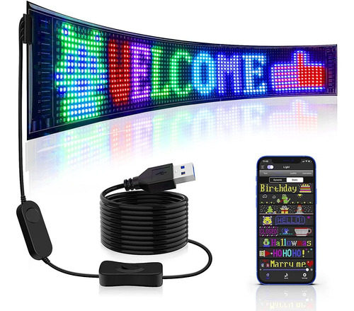 Cartel Led Publicitario Con Desplazamiento Usb Flexible 5v A