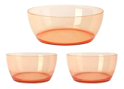 Set Ensaladera 25cm + 2 Bowl 16cm Naranja Libre De Bpa