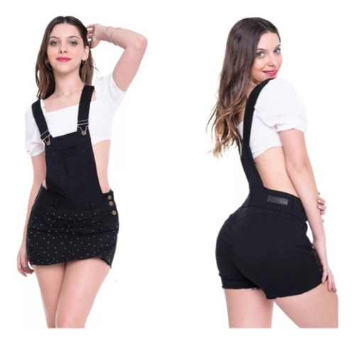 Jardinero Enterito Short De Jeans Mujer Elastizados Varios