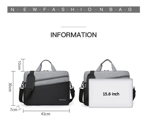 Imagen 4 de 4 de Bolso Maletín Notebook 14 A 15,6 Acolchado Bolsillo Externo