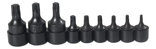 Juego De Dados Con Punta Torx Cuadro De 1/4 Y 3/8 9 Piezas