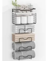 Comprar Soporte De Toallas De Pared, 6 Niveles, Metal Y Madera