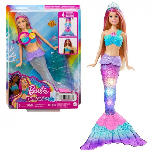 Barbie Muñeca Modelo Barbie Sirena Luces Magicas