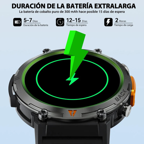 Reloj Inteligente Táctico Eigiis Ke3 Con Linterna Dual