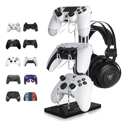 Soporte Base Para Audifono Y 3 Controles Xbox Ps4 Ps5 Switch