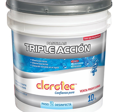 Pastillas Para Piletas Triple Accion Clorotec X 10 Kgs