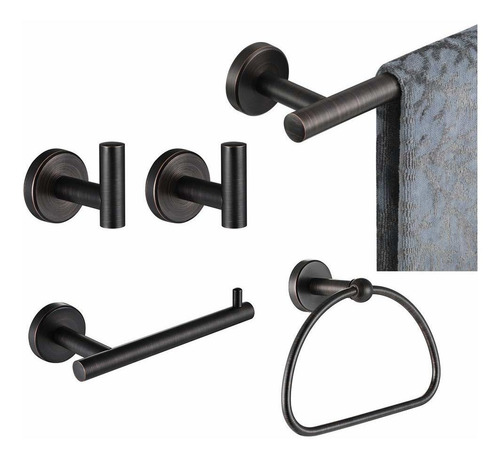 Jqk Juego De Accesorios De Baño De Bronce Aceitado, 5 Piezas