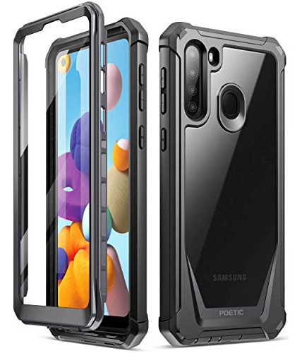 Funda Compatible Con Galaxy A21 Negra Protector De Pantalla