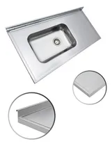 Comprar Mesada De Cocina Bacha Simple 120*61cm Bacha Izquierda Perforada Para Grifo Monocomando C\u002F Sopapa Bacha De Cocina Simple Mesada De Apoyo Bajo Mesada Bacha Con Zócalo Perforacion Incluida Mesada Simple