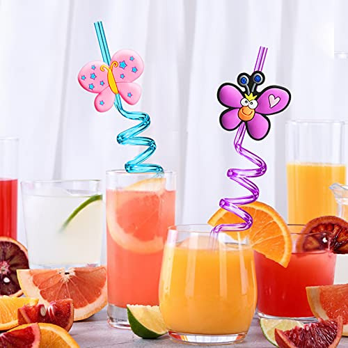 24 Butterfly Drinking Straws With 2 Pcs Straws Cleaning...