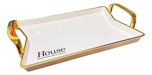 Bandeja Elegante Servir Con Dorado Decorativa Cuadrada Grand