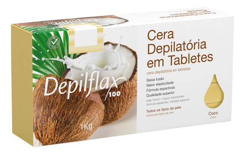 4kg Cera Quente Coco Em Tabletes Depilação Depilflax