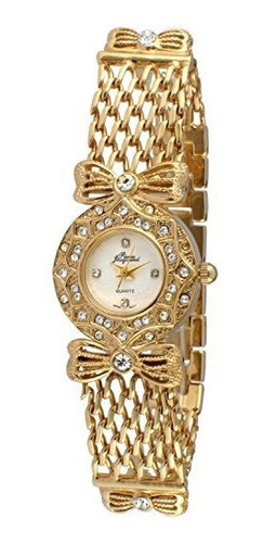 Reloj De Ra - 14k Gold Plated Ladies Bow & Crystal Chain Bra