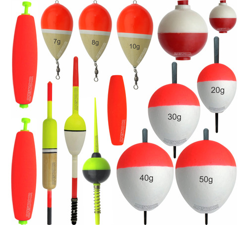 Flotador Pesca Boya Surtido Kit X 15 Unidades