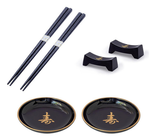 Kit Oriental Japonês Hashi Molheira E Descanso Hashi 6 Peças