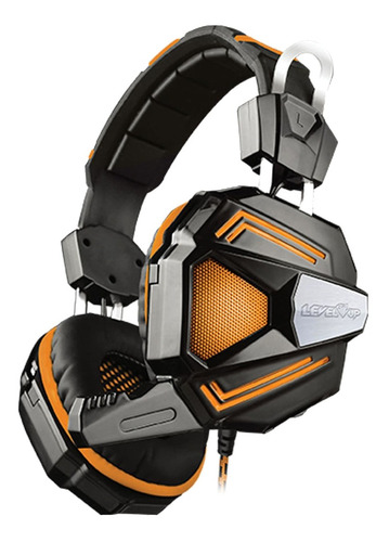 Imagen 3 de 4 de Auriculares gamer Level Up Copperhead negro y naranja con luz LED