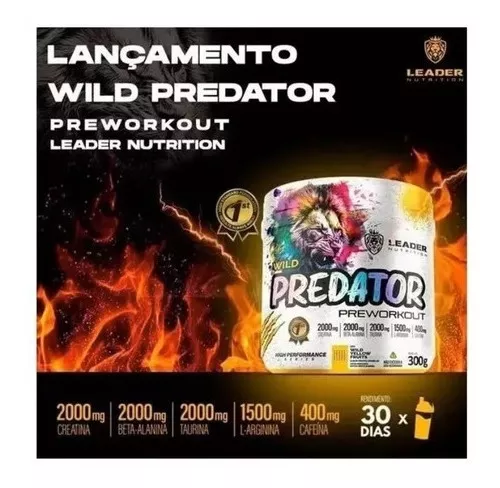 Pré-treino Wild Predator 300g - Leader Nutrition Concentrado | MercadoLivre
