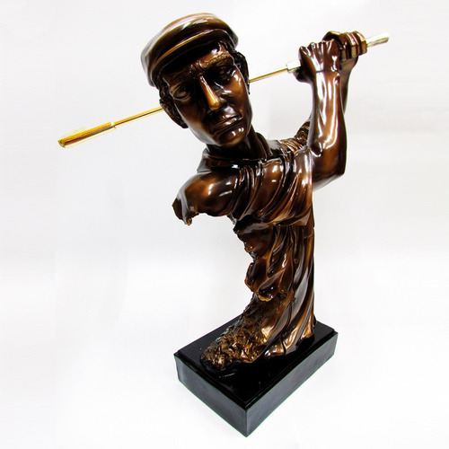Escultura Busto En Bronce Jugador De Golf