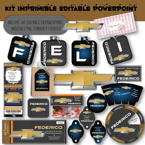 Kit Imprimible Chevrolet Mod.1 100% Editable Deco Cumpleaños